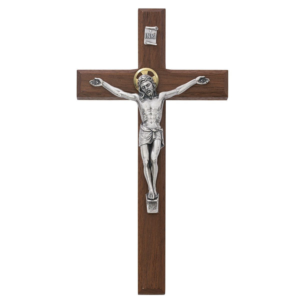 Dark Walnut Wall Crucifix - 8 inch