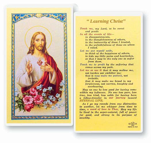 Sacred Heart Holy Card with Learning Christ