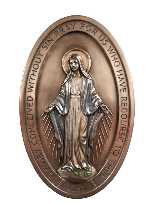 Bronze Finish Wall Miraculous Medal - 5x8 inches