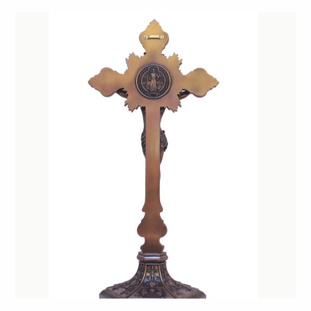 24 inch Standing Benedict Crucifix with Antiqued Bronze Finish