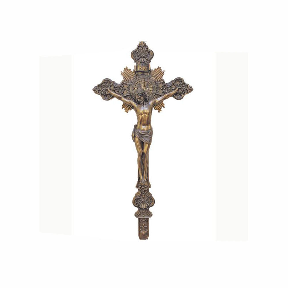 24 inch Standing Benedict Crucifix with Antiqued Bronze Finish