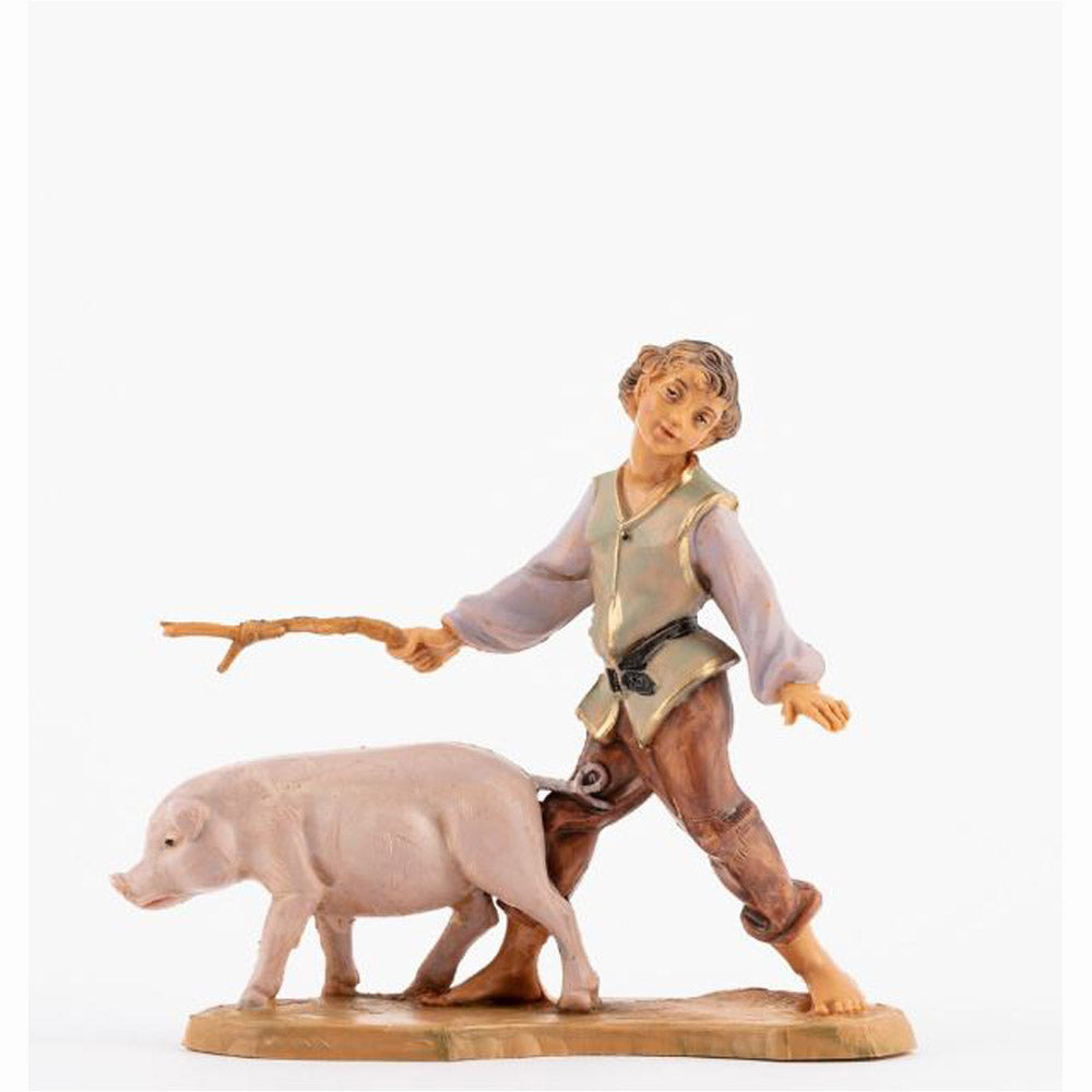 Clement, Boy with Pig Figure by Fontanini no. 54088
