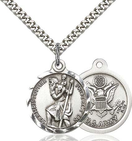 Sterling Silver St. Christopher Army Pendant 0192SS2/24S
