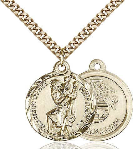 Gold Filled St. Christopher Marines Pendant