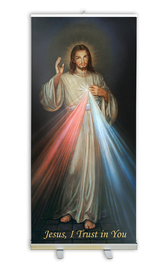 Divine Mercy Banner - 78x33 inch Image with Stand