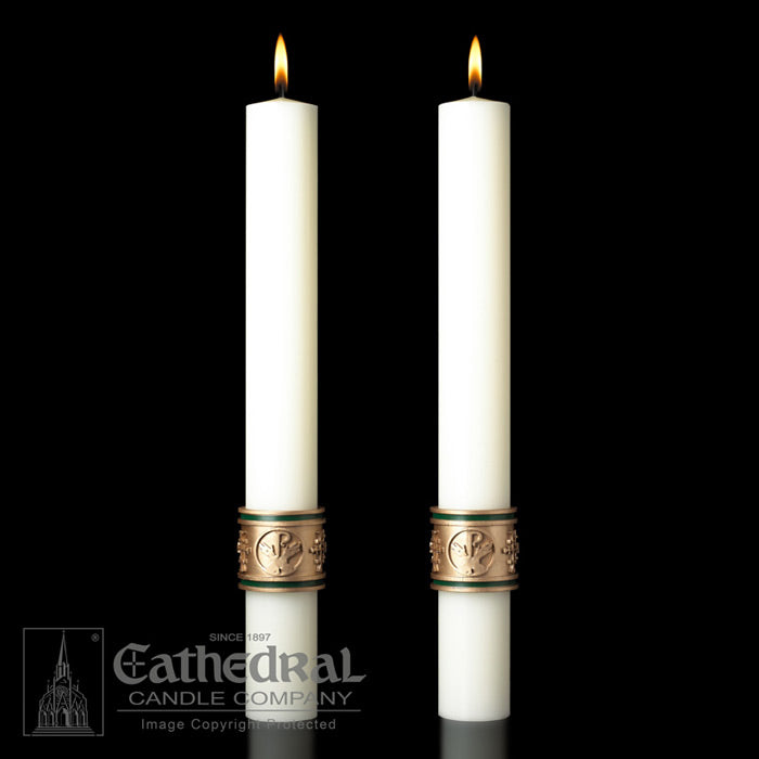 Cross of St Francis Altar Candle Set - All Sizes