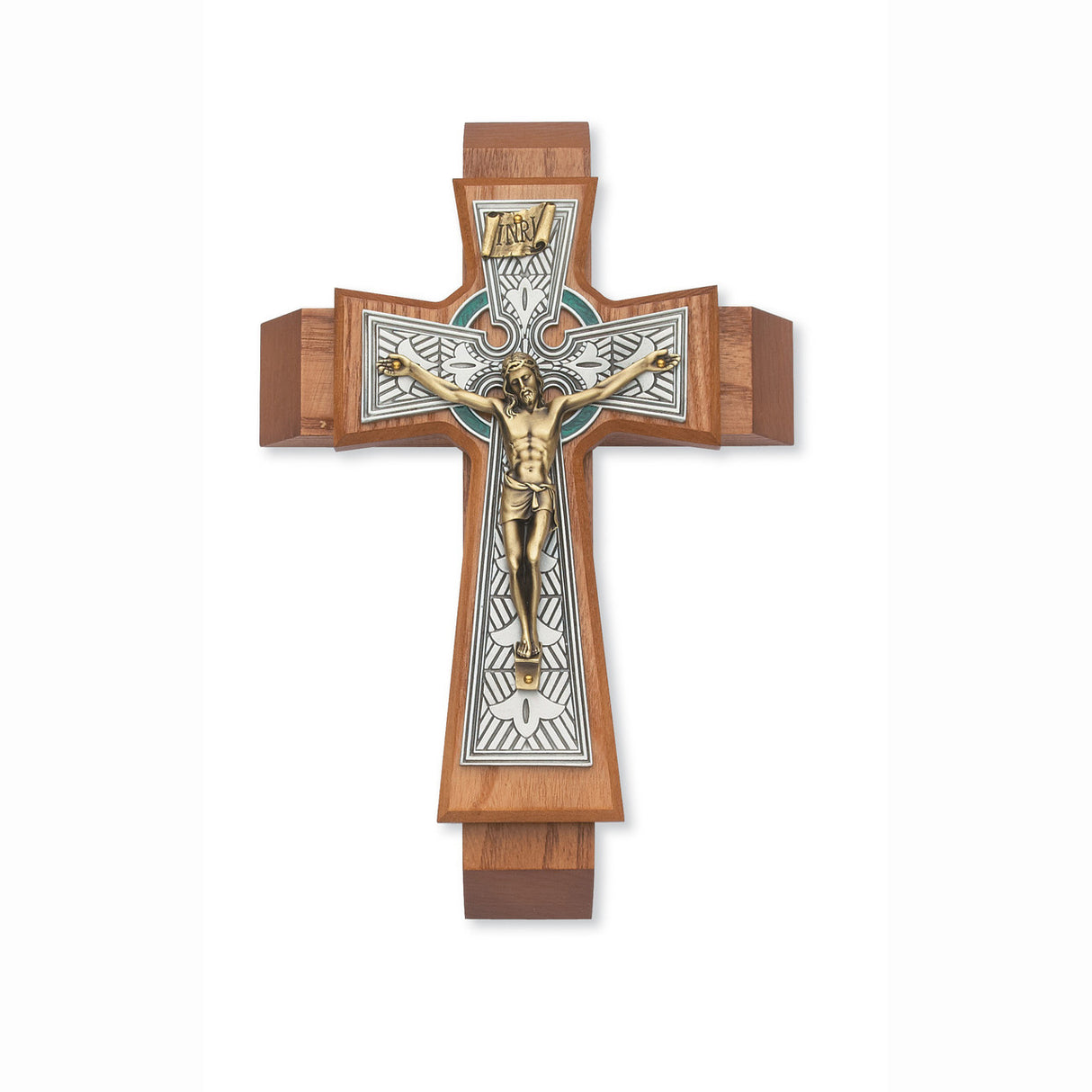 Celtic Sick Call Crucifix in Light Walnut