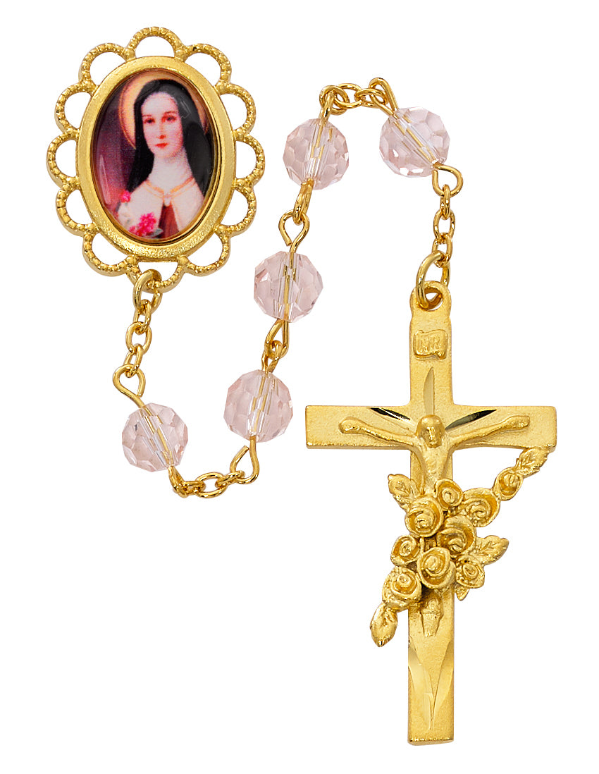 Gold Plated Pewter St. Therese Rose Rosary