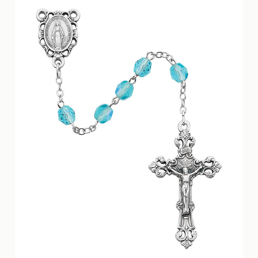 March Aqua Crystal Rosary