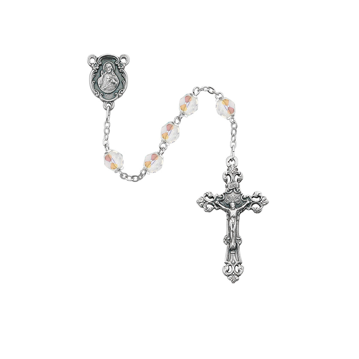 April Clear Crystal Rosary 875-CRG