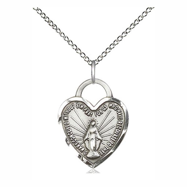 Sterling Silver Miraculous Heart Pendant 3201SS/18S