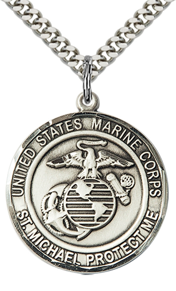 Sterling Silver Marines St Michael Medal 1185SS4/24S