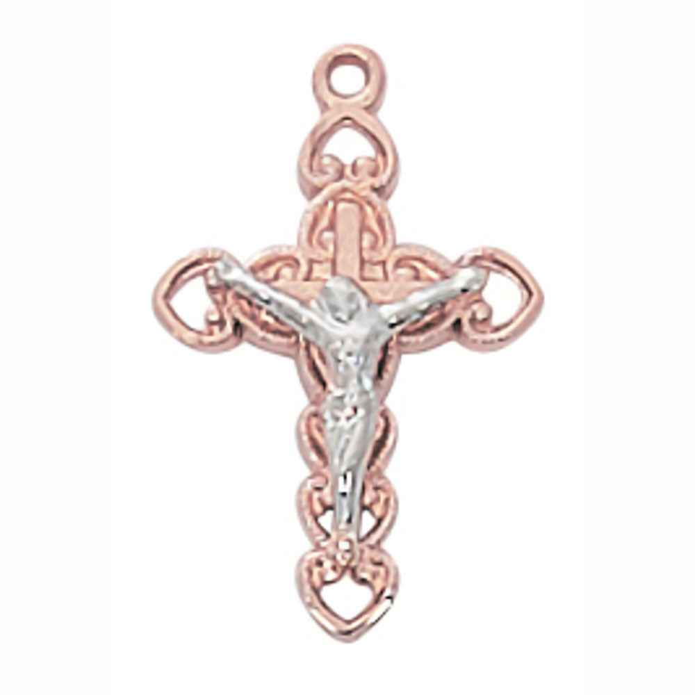 Rose Gold and Sterling Silver Two-Tone Crucifix No. JR9201