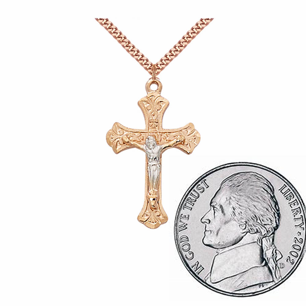 Rose Gold and Sterling Silver Two-Tone Crucifix No. JR9210