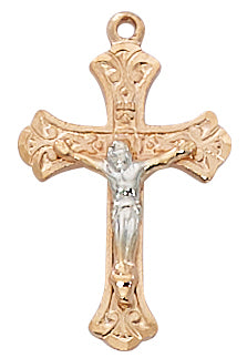 Rose Gold and Sterling Silver Two-Tone Crucifix No. JR9210