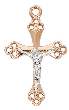 Rose Gold and Sterling Silver Two-Tone Crucifix No. JR9206