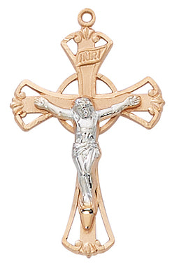 Rose Gold and Sterling Silver Two-Tone Crucifix No. JR9209