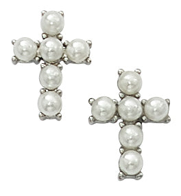 Pearl Cross Earrings