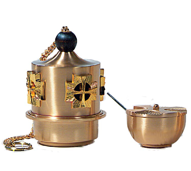 Bas-Relief Cross Censer & Boat Set 58CEN10