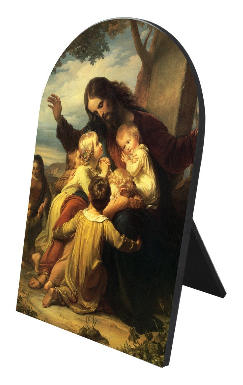 Jesus with the Children Arched Desk Plaque