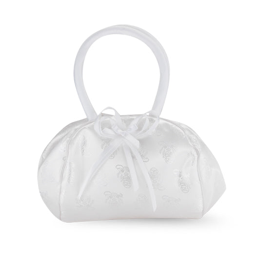 Satin First Communion White Brocade Snap Purse