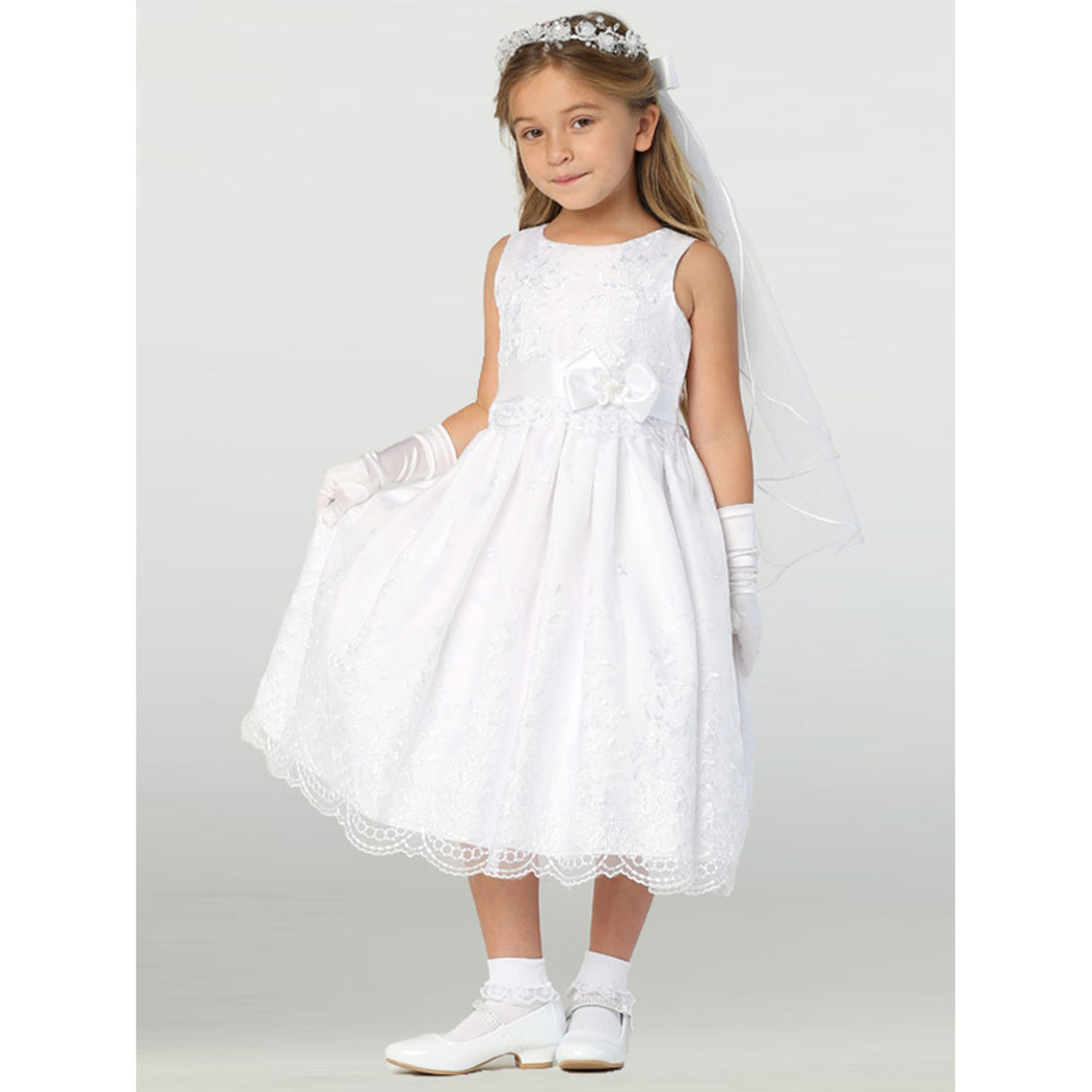 Ava First Communion Dress with Bow SP110