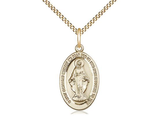 Medium Sized 14kt Gold Filled Miraculous Medal on Chain 4123MGF