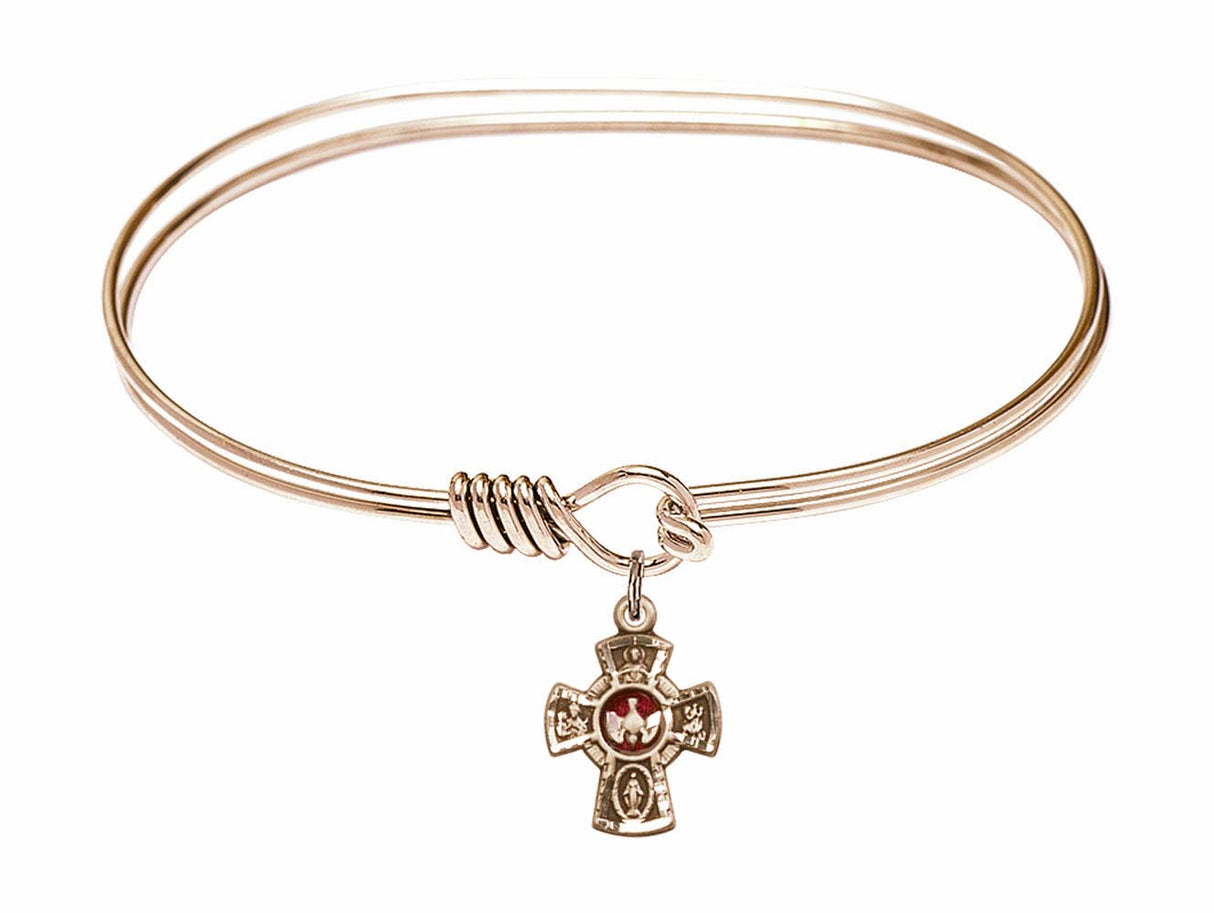 Gold Bangle Bracelet with 5 Way Medal Charm 3145EGF