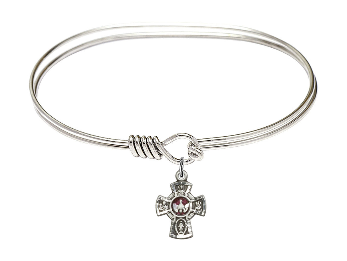 Silver Bangle Bracelet with 5 Way Medal Charm 3145ESS