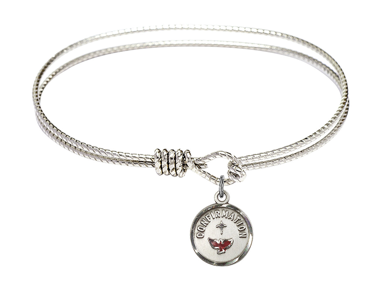 SIlver Bangle Bracelet with Confirmation Charm 0601XSS