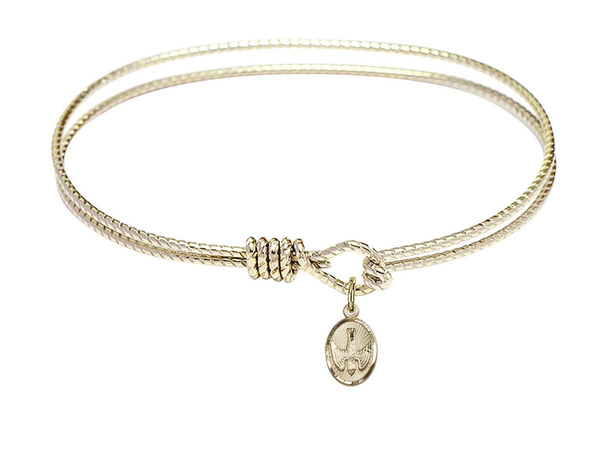 Gold Bangle Bracelet with Holy Spirit Charm 0973SS