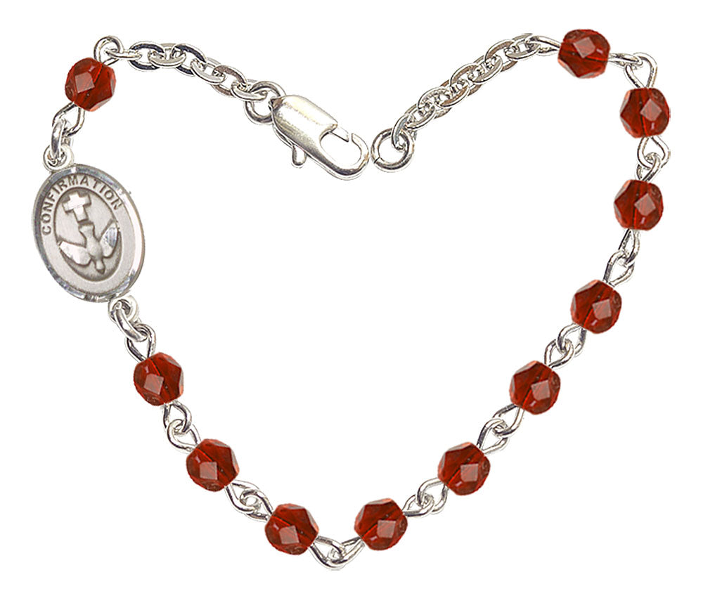 Ruby Crystal Confirmation Bracelet B2034RBS