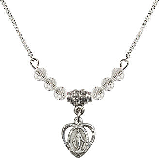 1st Communion Miraculous Medal Necklace with Crystal