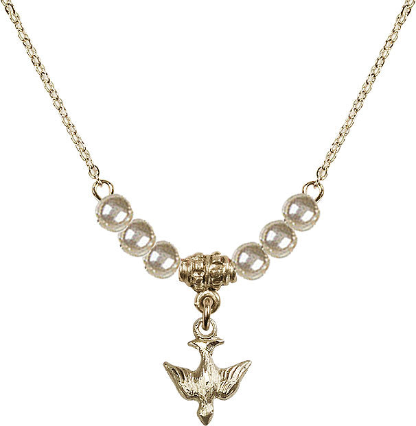 Gold Holy Spirit and Pearl Necklace N21-3405GF