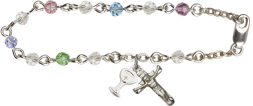 Multi Color Crystal Communion Rosary Bracelet RB0004