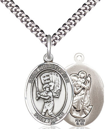 St Christopher Baseball Medal Necklace 8500PW