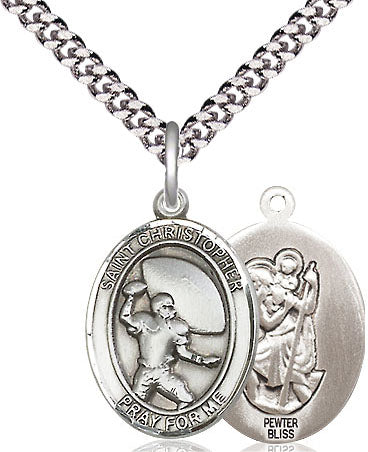 St Christopher Football Medal Necklace 8501PW
