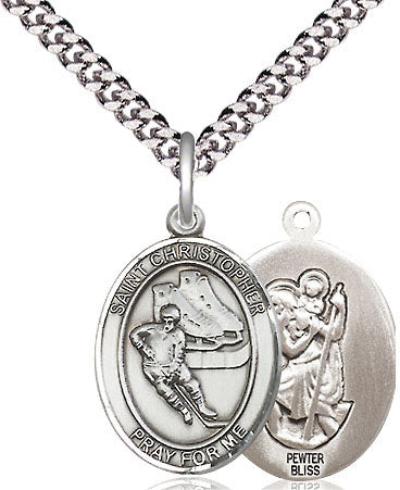 St Christopher Hockey Medal Necklace 8504PW