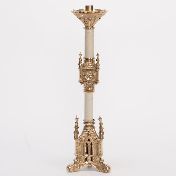 Gothic Brass & Marble Candlestick no. H-123-19