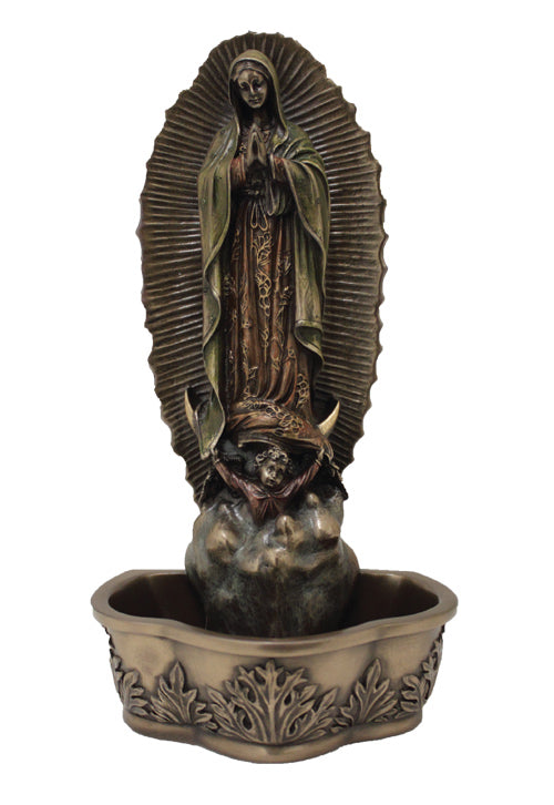 Our Lady of Guadalupe Holy Water Font in Bronze