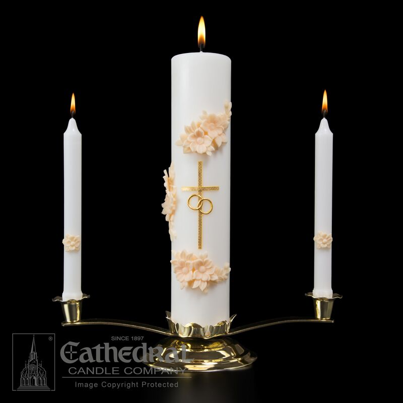 Gold & Cream Holy Matrimony Candle Ensemble Set