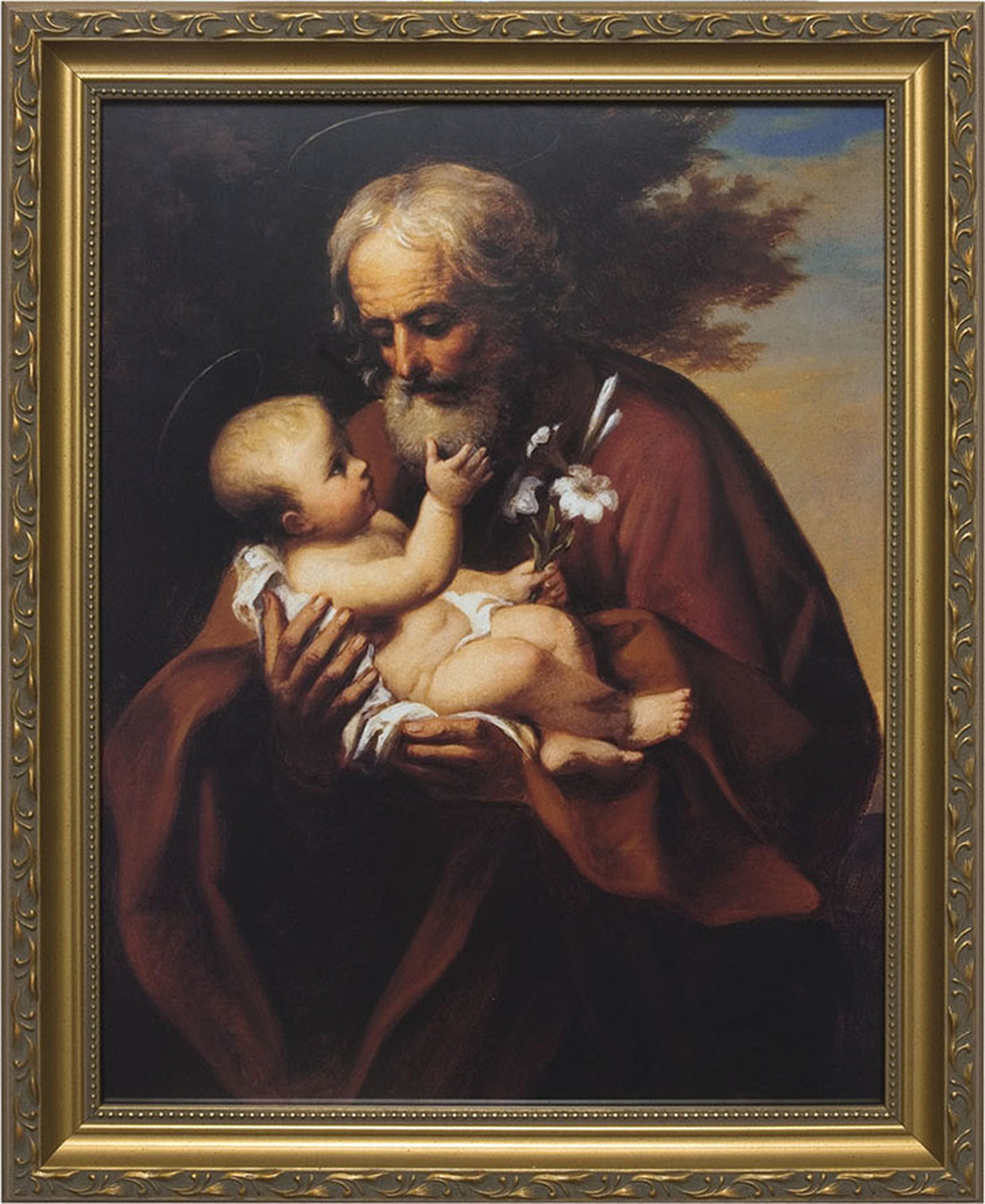 St Joseph with Child Gold Framed Print - Various Sizes