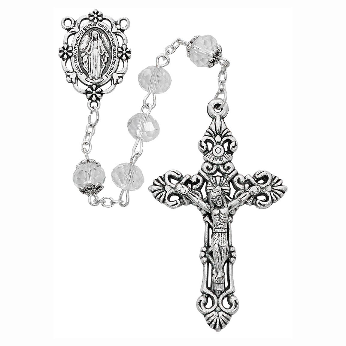 8mm Sun-Cut Crystal Rosary from Italy P376