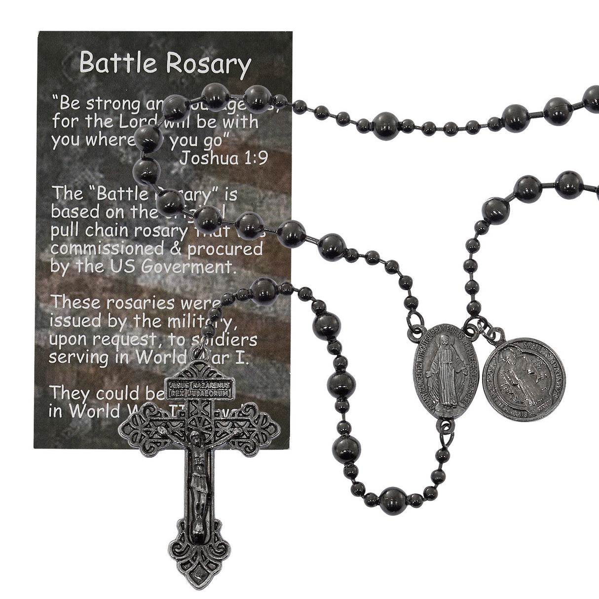 Black Gun Metal Finish Battle Rosary P372BC