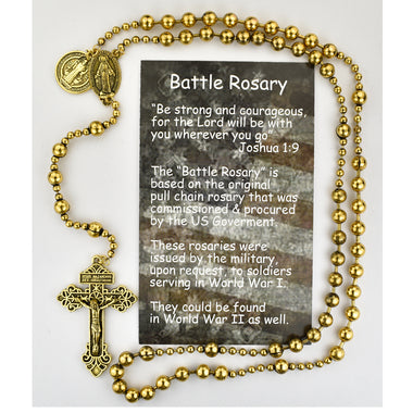 Gold Finish Battle Bead Rosary P250BC