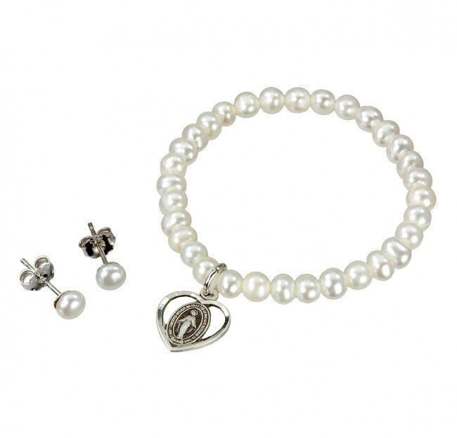 Freshwater Pearl 4mm Bracelet and Earrings for Girls