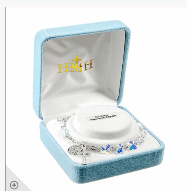 Girl's Butterfly Crystal Bead Rosary Bracelet