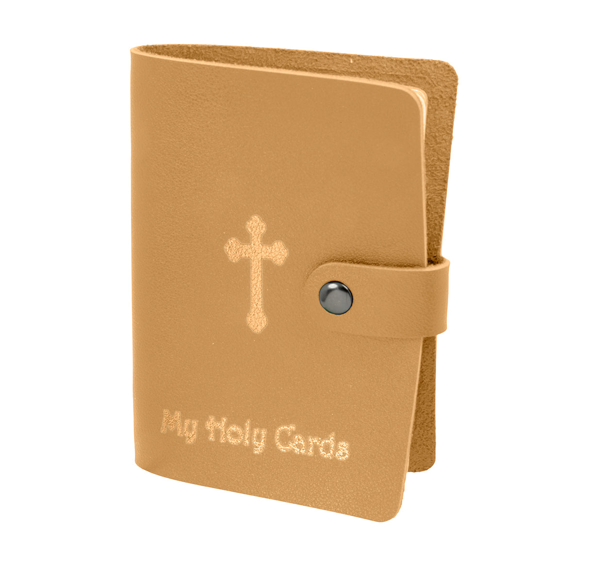 Tan and Gold Leatherette Prayer Card Binder