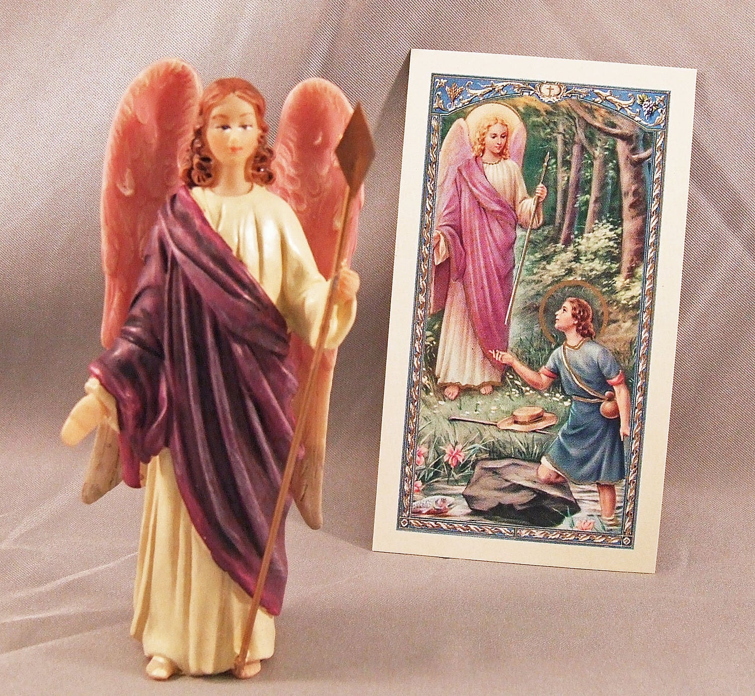 St Raphael 3.5 inch boxed figure and holy card