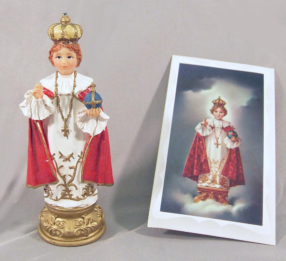 Infant of Prague 4 inch boxed figure and holy card